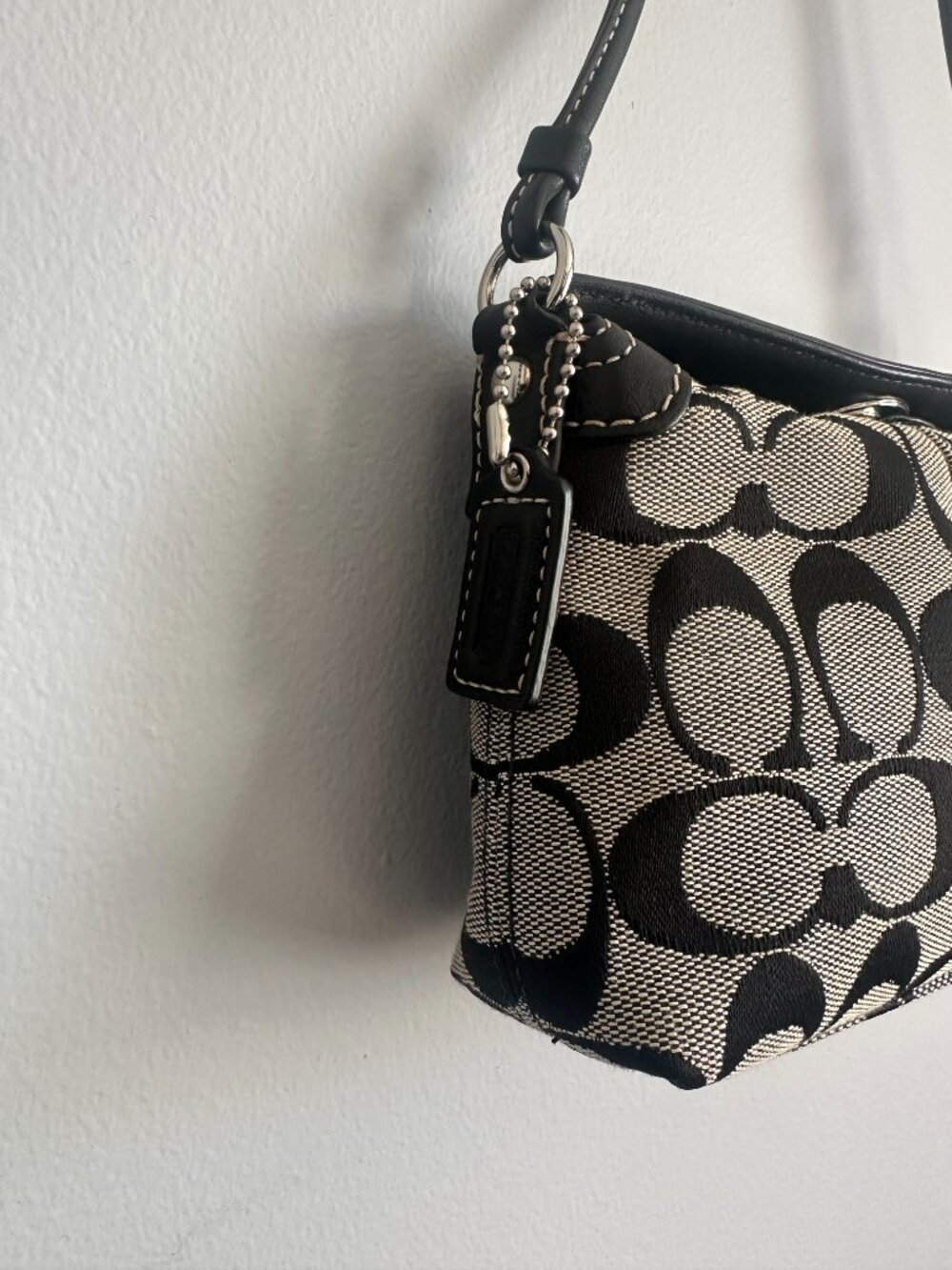 Coach Y2K Signature Jacquard Turn Lock Mini Bag or Wristlet Black & Gray - Picture 3 of 10